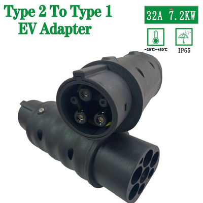 Type2 To Type1 Converter Adapter 32A 250V For Electric Vehicle EV Chargers