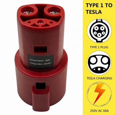 AC 10 KW Type 1 To Tesla EV Charger Adapter SAE J1772 To Tesla Fast Charging Adapter 60A